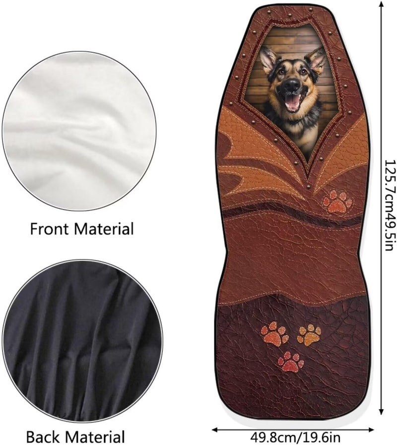 Howilath Cute German Shepherd Printed Vehicles Seat Cover, Dog Paw Pattern High Bucket Soft Car Front Seats Cover Set of 2, Stretchy Car Seat Cushion Universal Fit for Most Vehicle Cars - Image 5